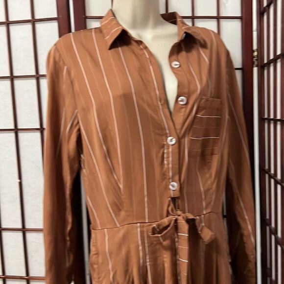 SANCIA ANTHROPOLOGIE WIDELEG PINSTRIPE JUMPSUIT ROMPER SIZE MP - Picture 4 of 8